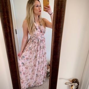(New) Floral Print Backless Maxi Dress